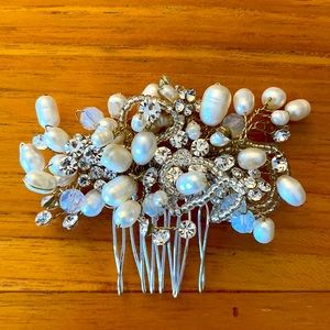 BHLDN Anthropologie Sylvie Real Pearl Hair Comb Accessory Wedding Bridal